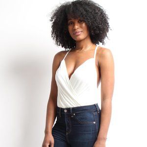 Cross Back Cream Strappy Bodysuit